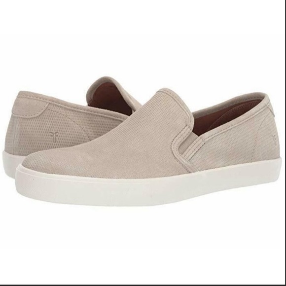 Frye Brett perforated fawn suede slip on sneakers 12 - Picture 1 of 8